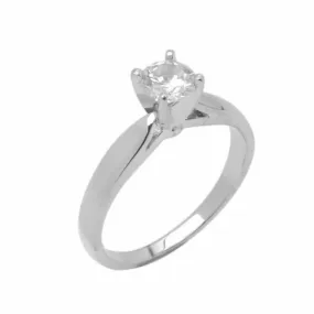 14k Solid Gold Elegant Ladies Modern Reverse Tapered Round Solitaire Ring D2102v