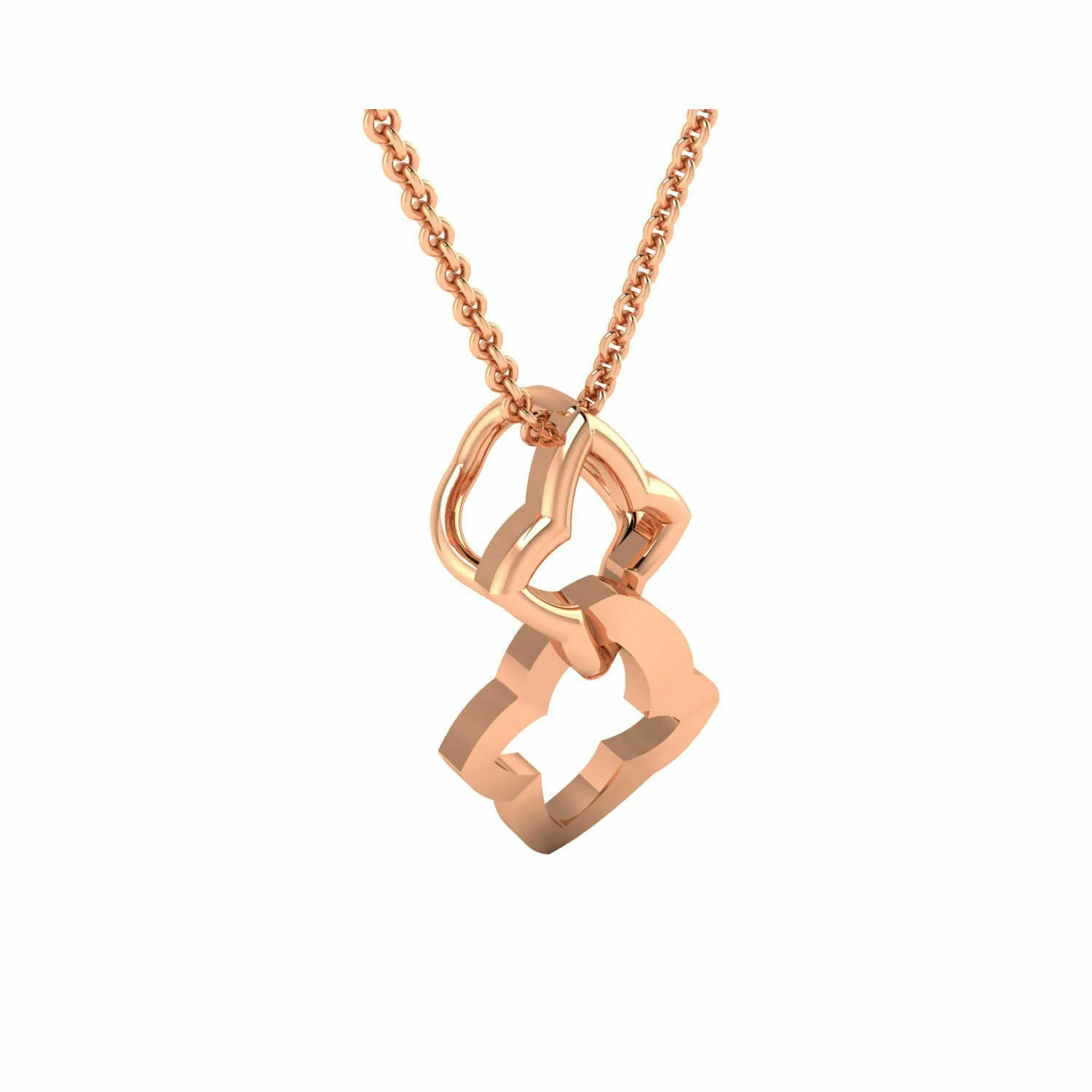 18k Solid Rose Gold Ladies Jewelry Elegant Double Star Pendant CGP20R