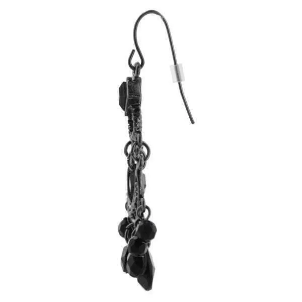 1928 Jewelry Black Crescent Briolette Chandelier Earrings