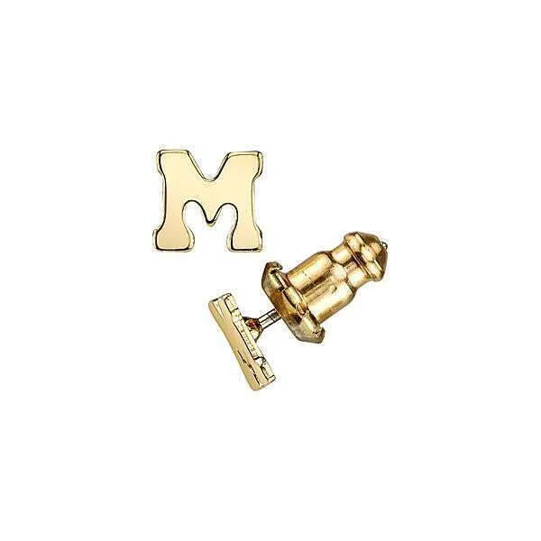 1928 Jewelry Gold Initial Button Earrings