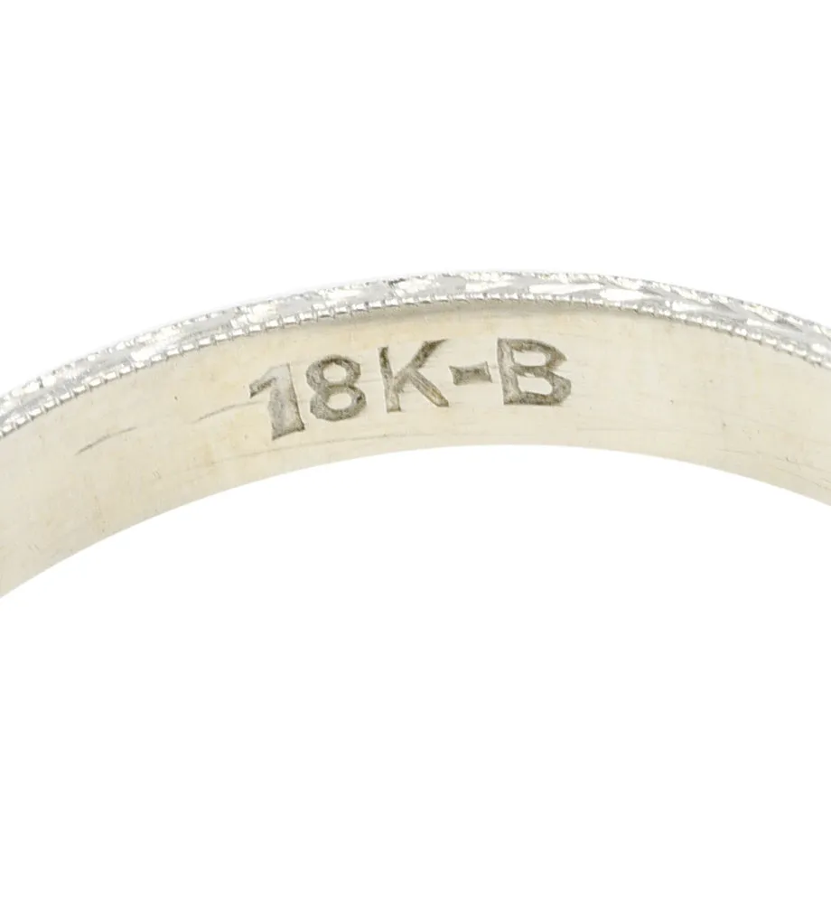 1930's Bernstein Jewelry Co. 18 Karat White Gold Blossom Wedding Band Ring