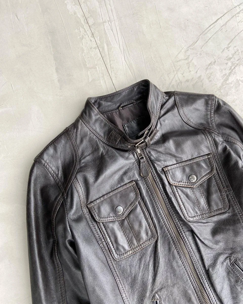 2000'S VINTAGE LEATHER JACKET - S/M