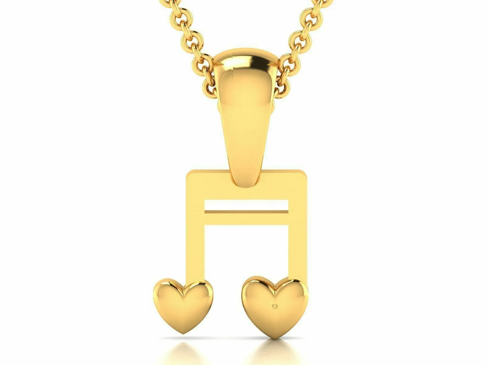 22k Pendant Solid Yellow Gold Ladies Jewelry Elegant Music Note Design GP15