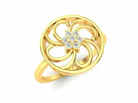 22k Ring Solid Yellow Gold Ladies Jewelry Modern Floral Pattern Band CCGR26