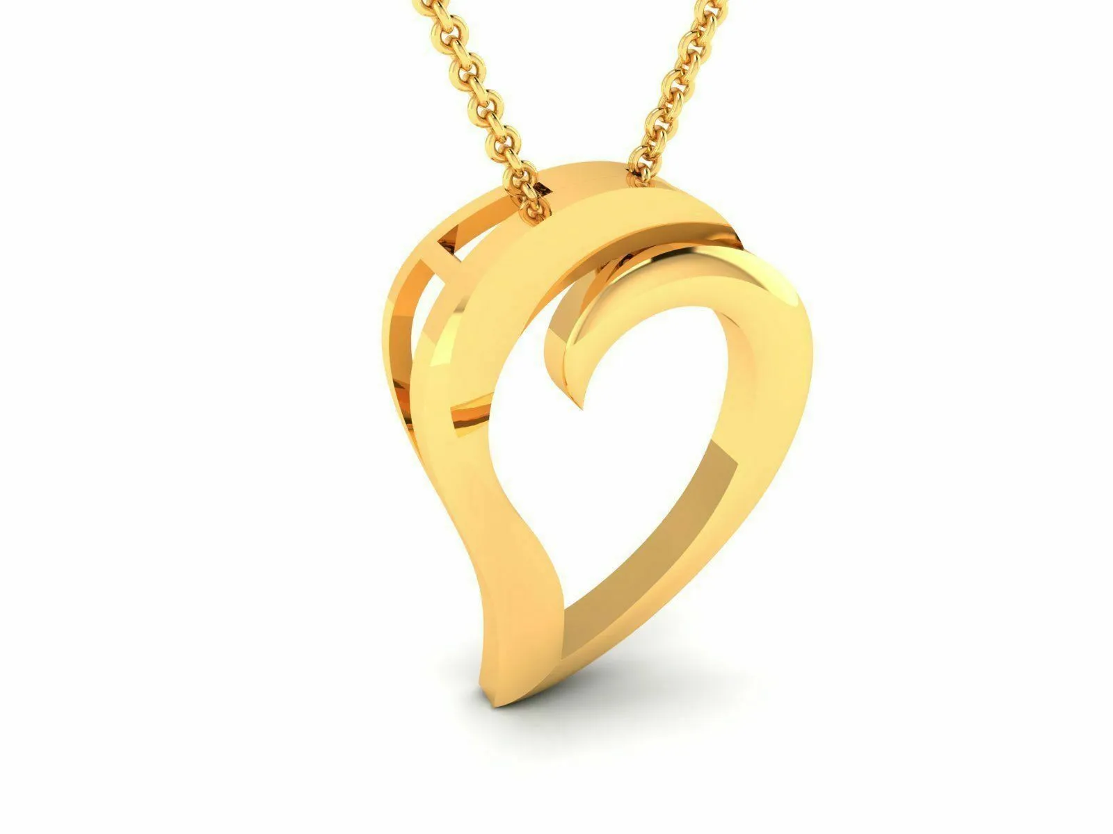 22k Solid Yellow Gold Ladies Jewelry Elegant Heart Shape Pendant CGP28