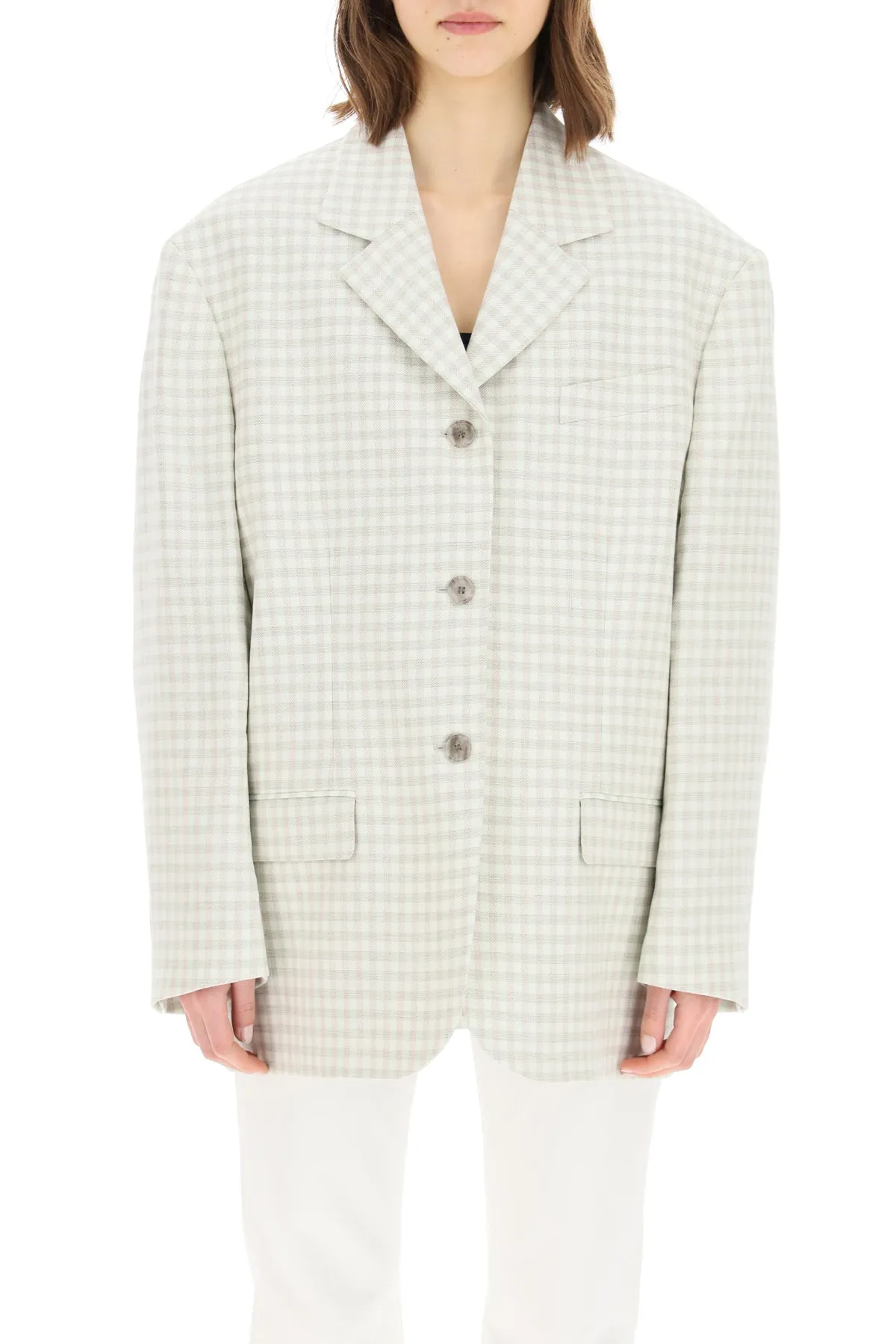 Acne Studios Check Print Oversized Blazer