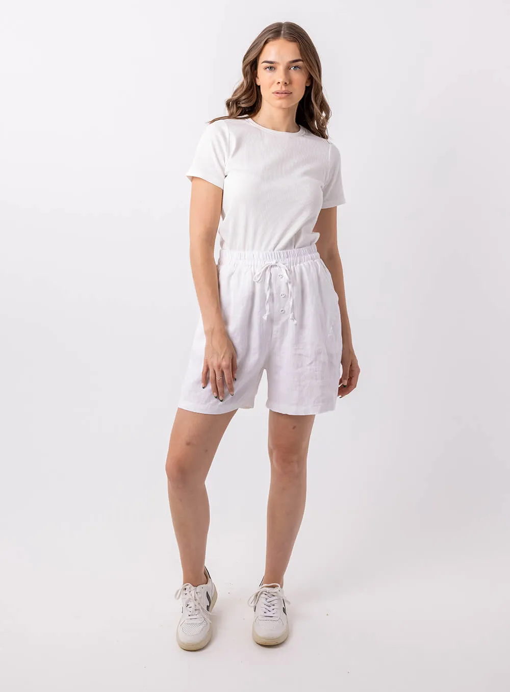 Adeline Linen Short-White