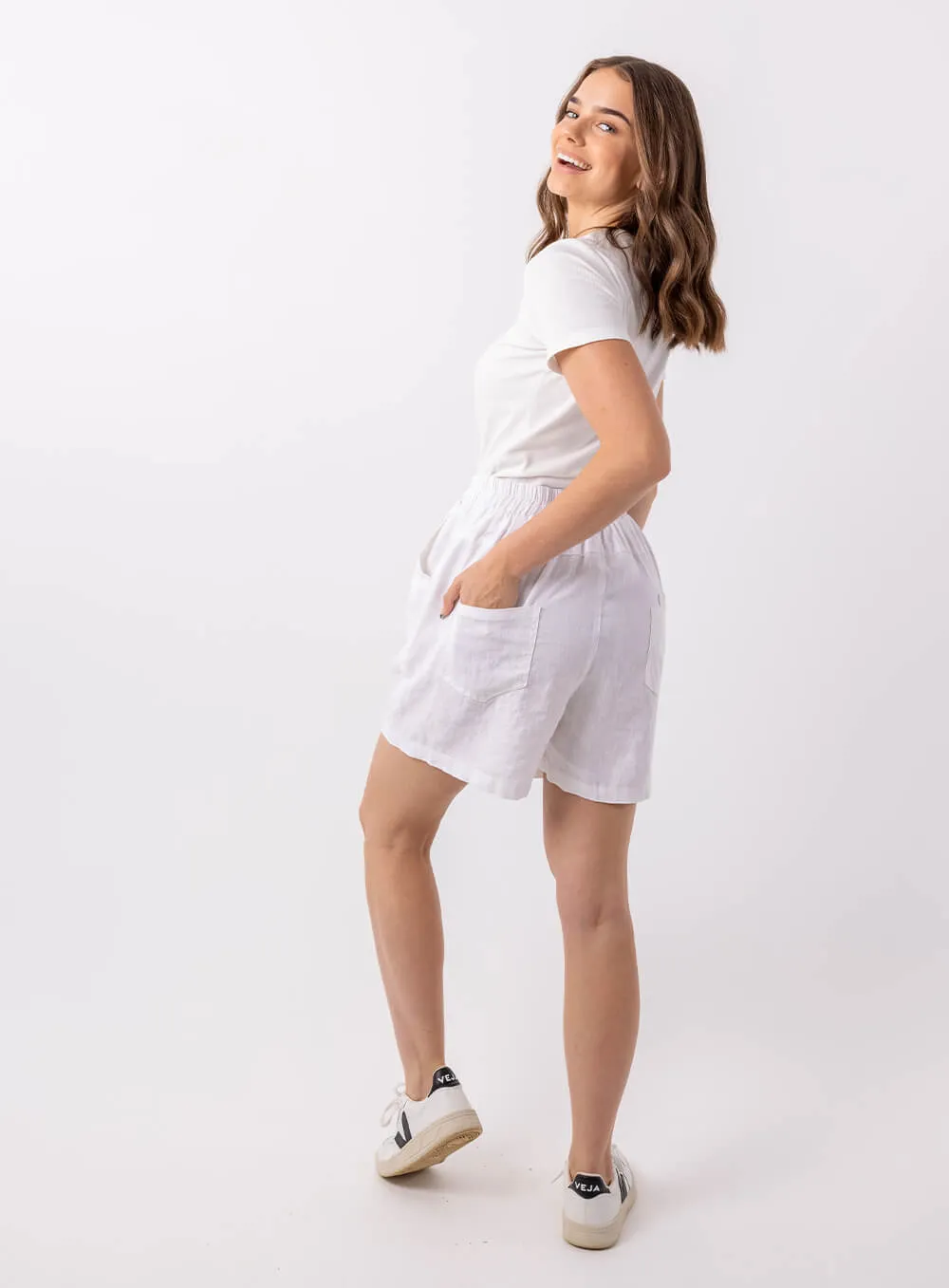 Adeline Linen Short-White