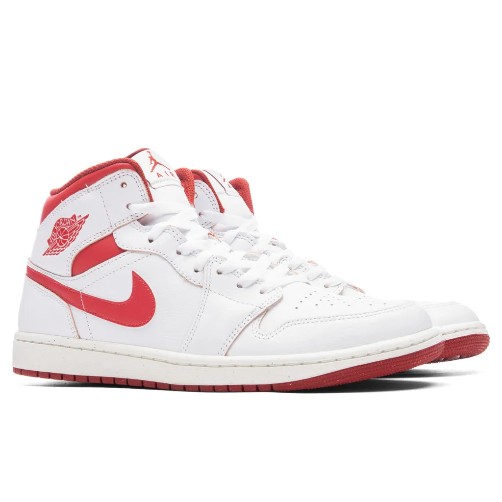 Air Jordan 1 Mid SE - White/Lobster/Dune Red