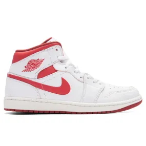 Air Jordan 1 Mid SE - White/Lobster/Dune Red