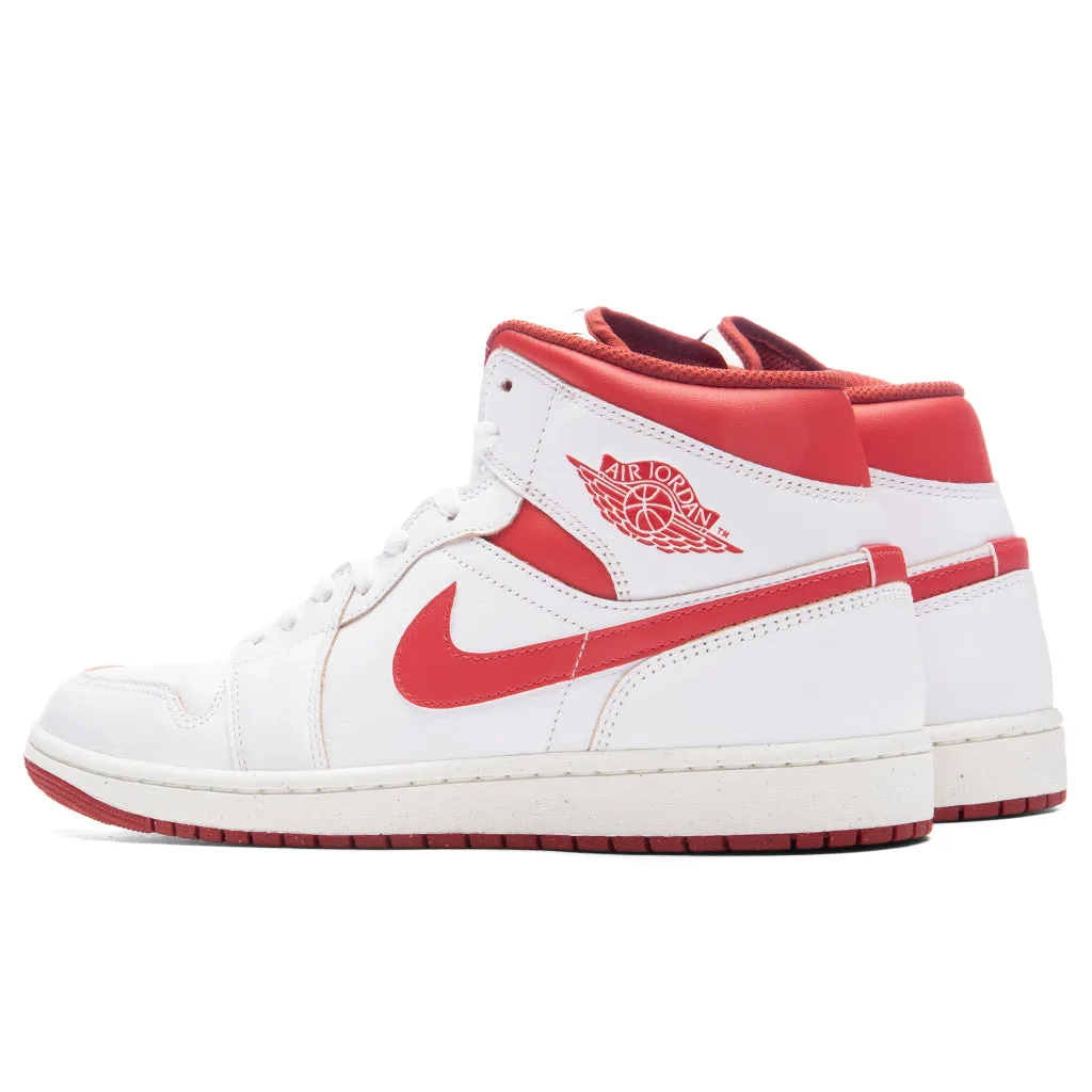 Air Jordan 1 Mid SE - White/Lobster/Dune Red