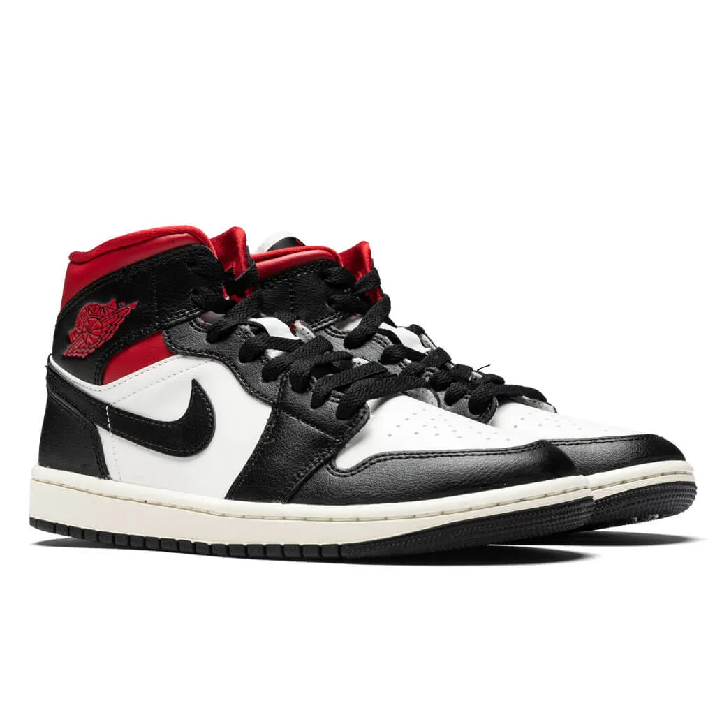 Air Jordan 1 Mid Women's - Black/Gym Red/Sail