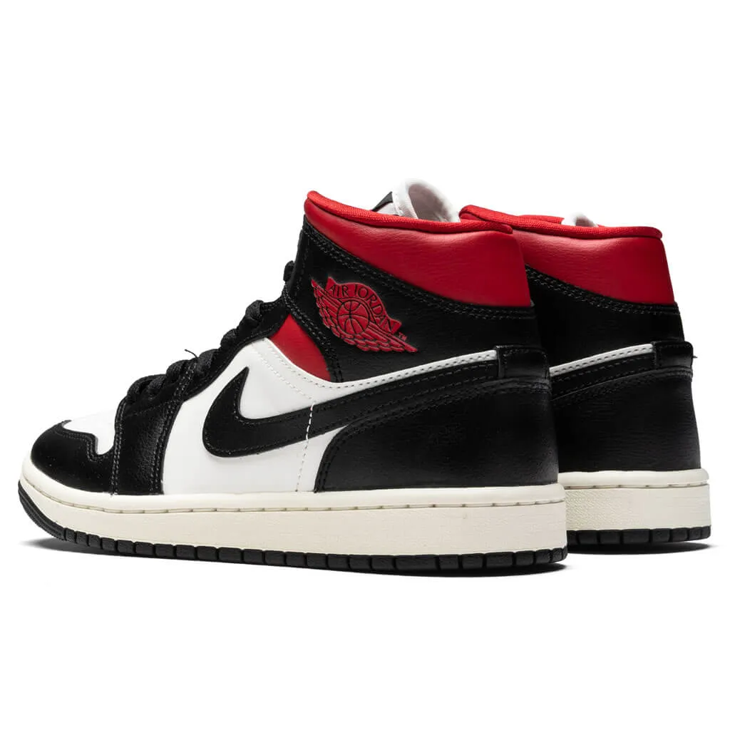 Air Jordan 1 Mid Women's - Black/Gym Red/Sail