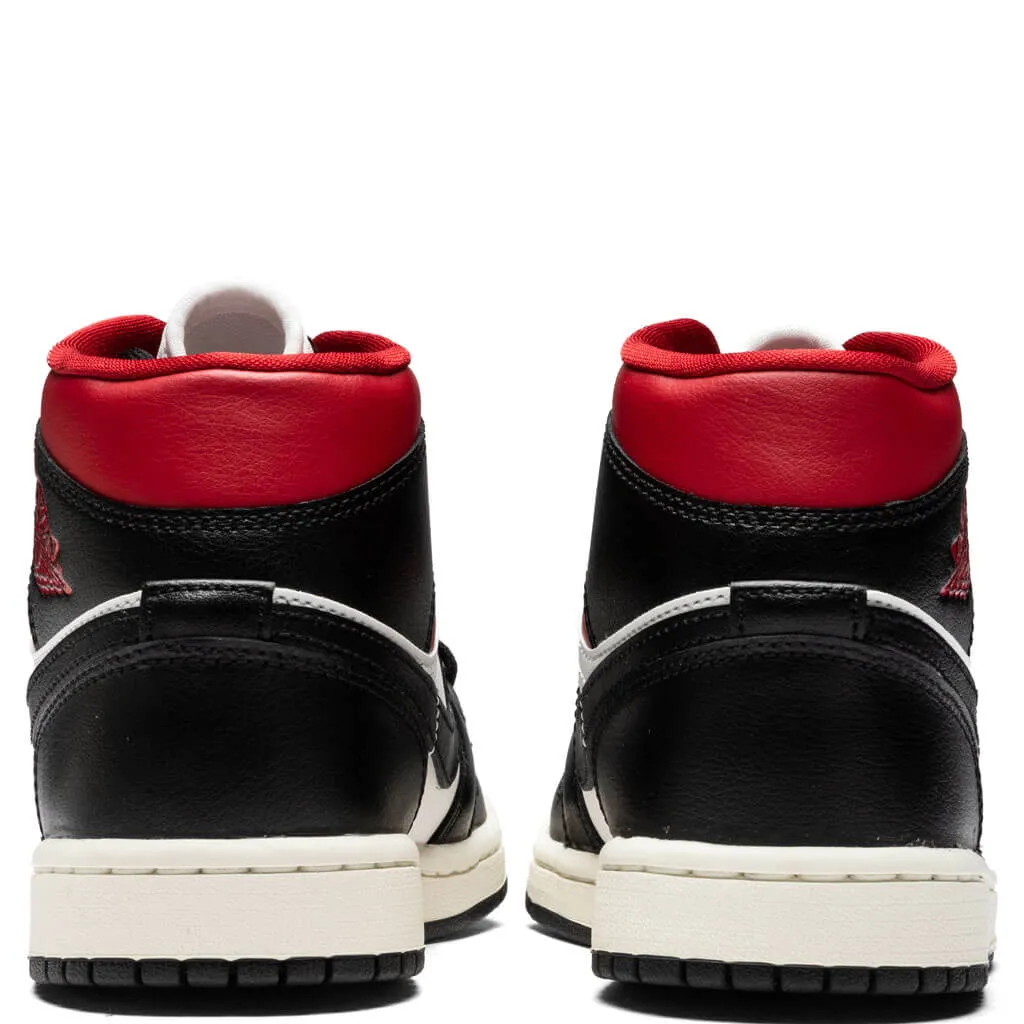 Air Jordan 1 Mid Women's - Black/Gym Red/Sail