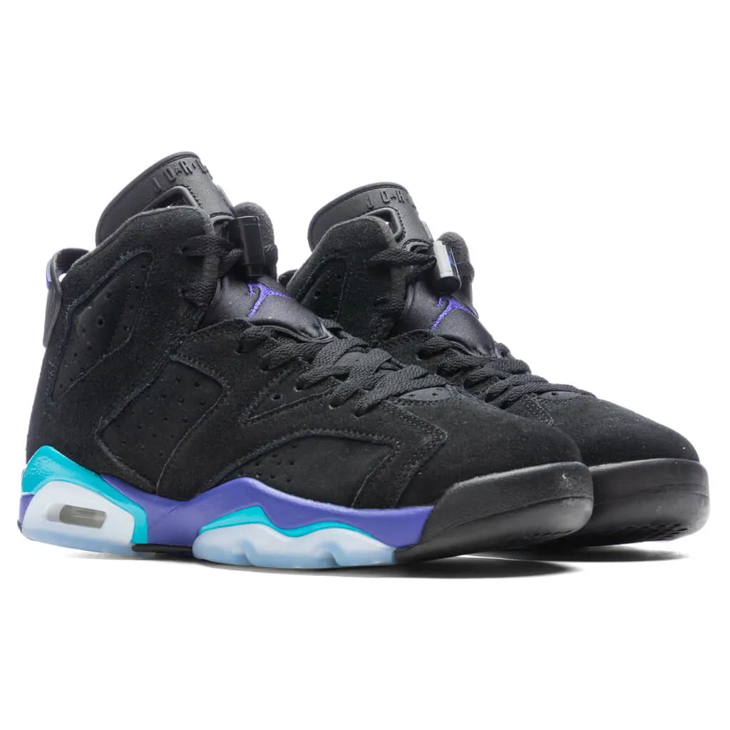 Air Jordan 6 Retro (GS) 'Aqua' - Black/Bright Concord/Aquatone