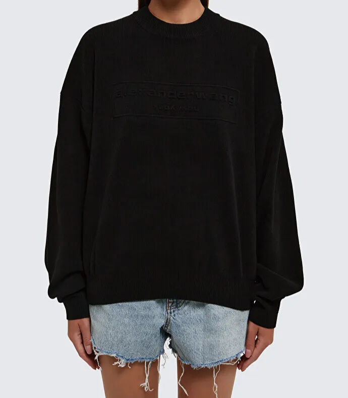 Alexander Wang  |Casual Style U-Neck Long Sleeves Plain Puff Sleeves Logo