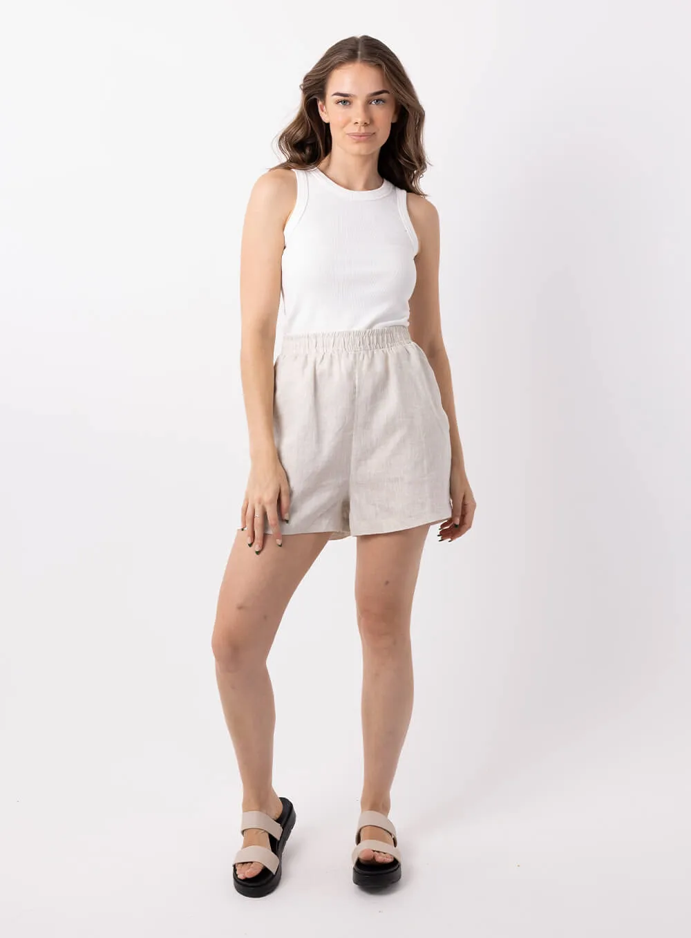 Ali Linen Short-BEIGE