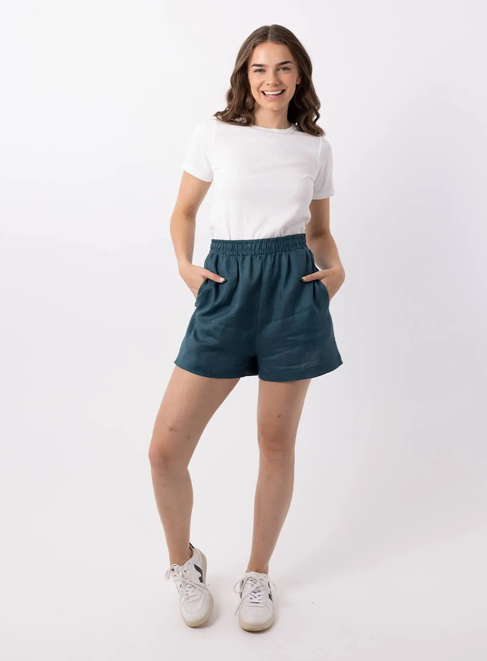 Ali Linen Short-TEAL