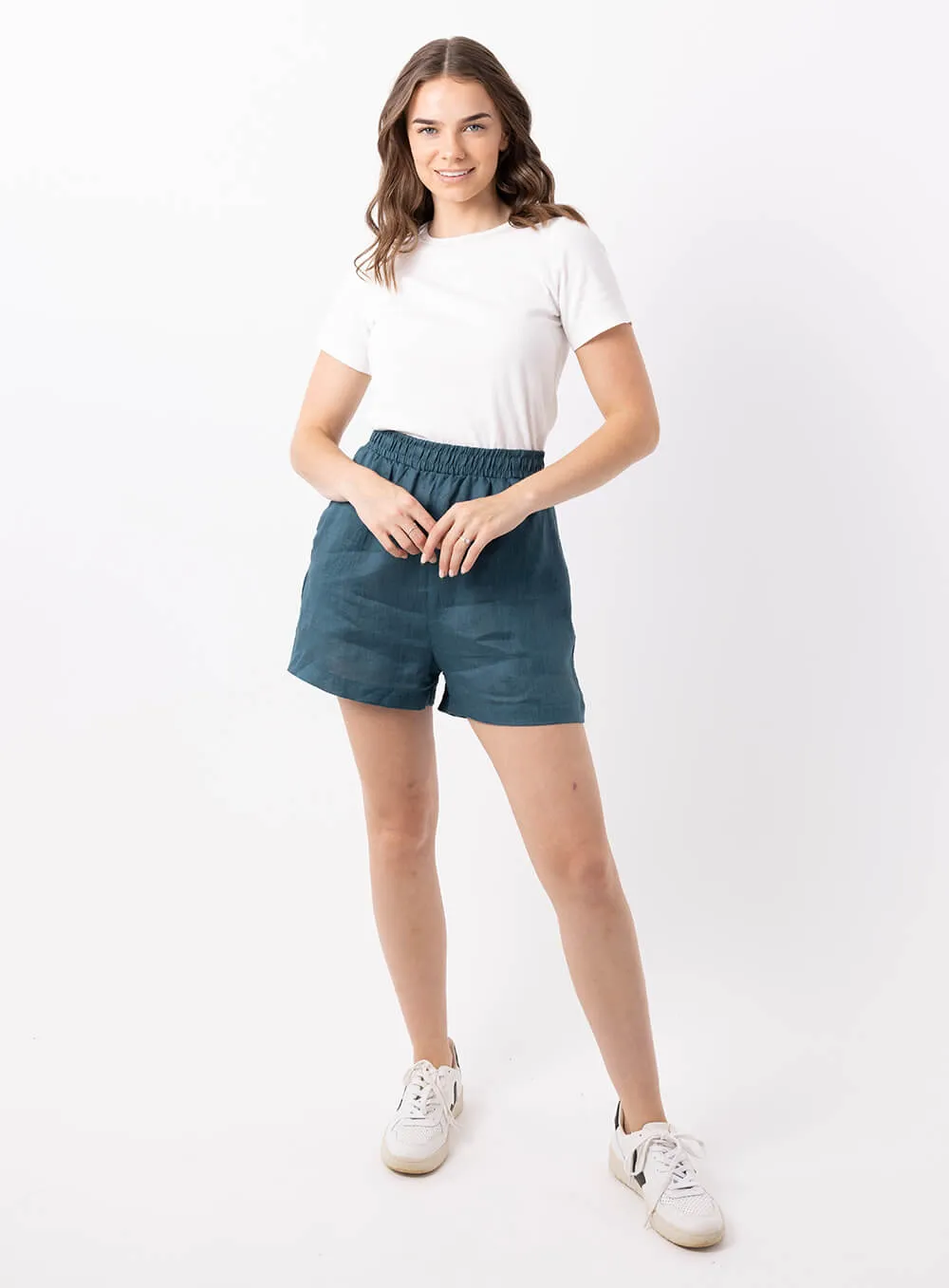 Ali Linen Short-TEAL