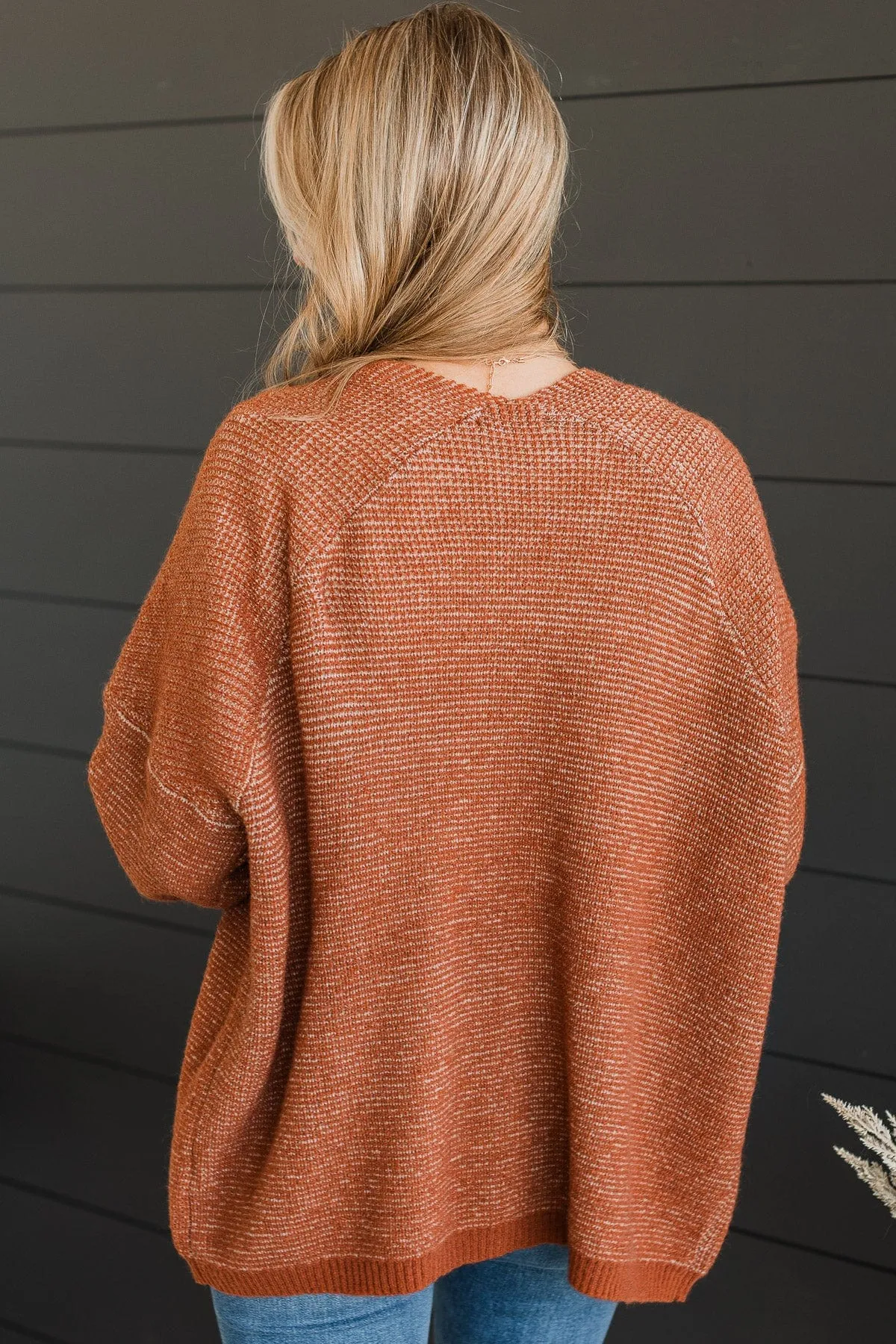 All Mine Waffle Knit Cardigan- Copper