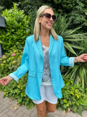 Aqua Diamante Studded Blazer Becky