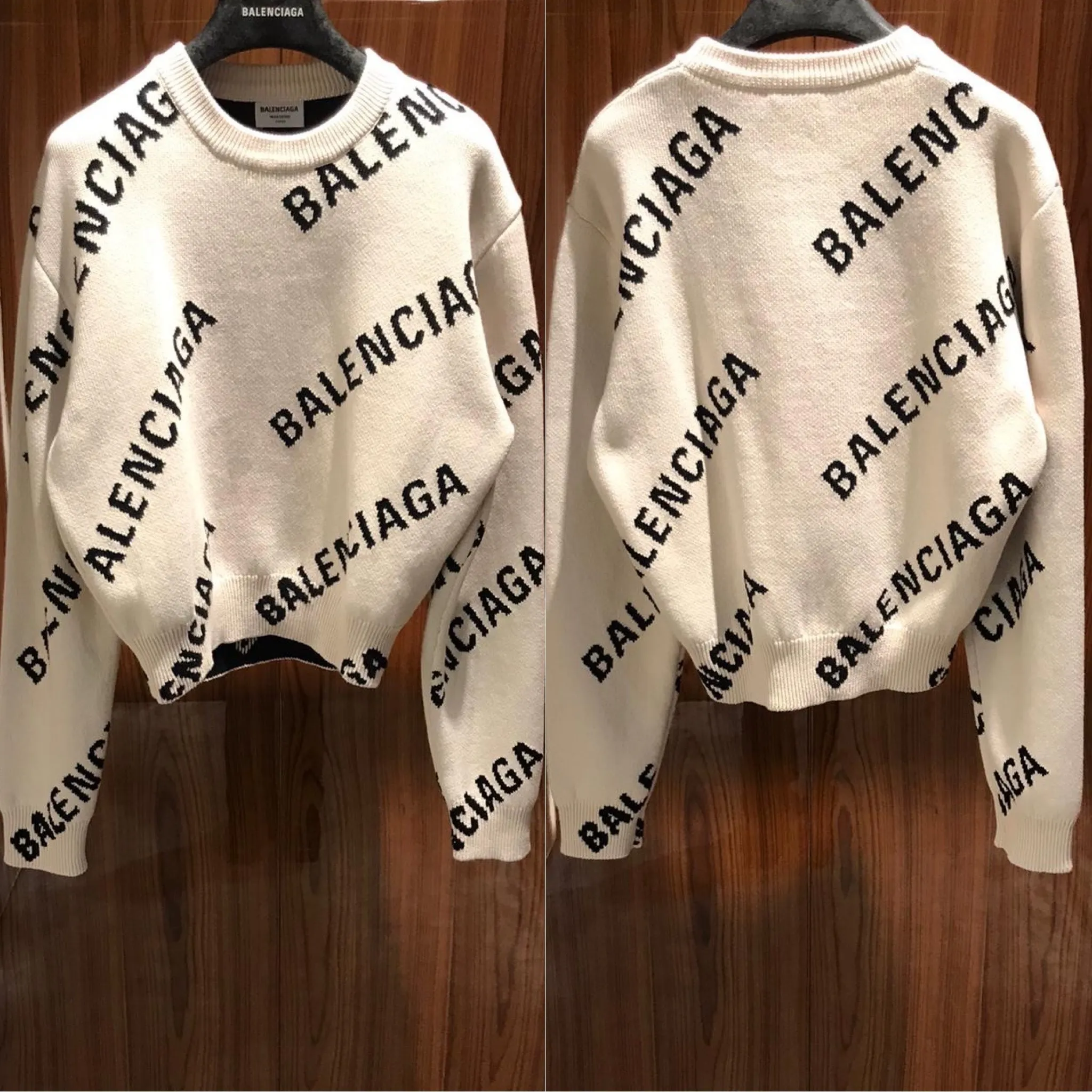 BALENCIAGA  |Balenciaga Jacquard logo knit Crew Neck Short Fit