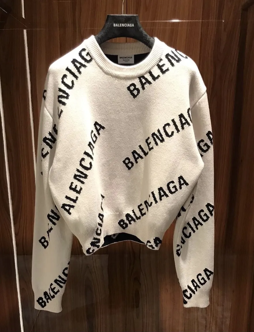 BALENCIAGA  |Balenciaga Jacquard logo knit Crew Neck Short Fit