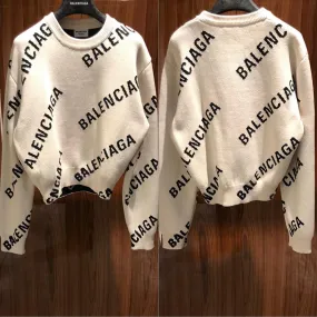 BALENCIAGA  |Balenciaga Jacquard logo knit Crew Neck Short Fit