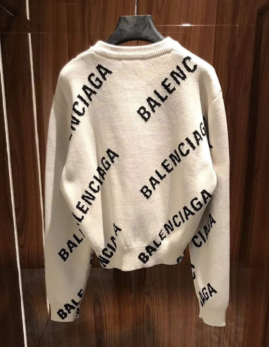 BALENCIAGA  |Balenciaga Jacquard logo knit Crew Neck Short Fit