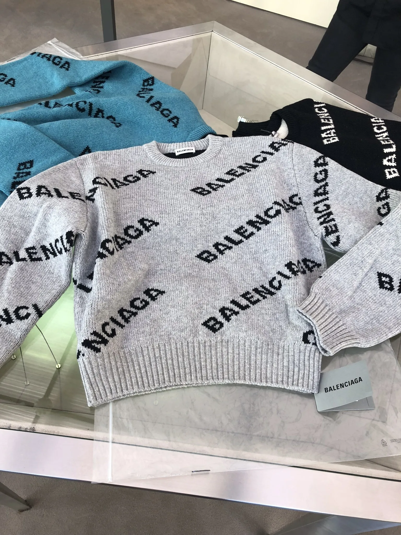 BALENCIAGA  |Balenciaga Jacquard logo knit Crew Neck Short Fit