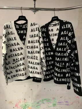 BALENCIAGA  |Casual Style Unisex Wool Street Style V-Neck Long Sleeves