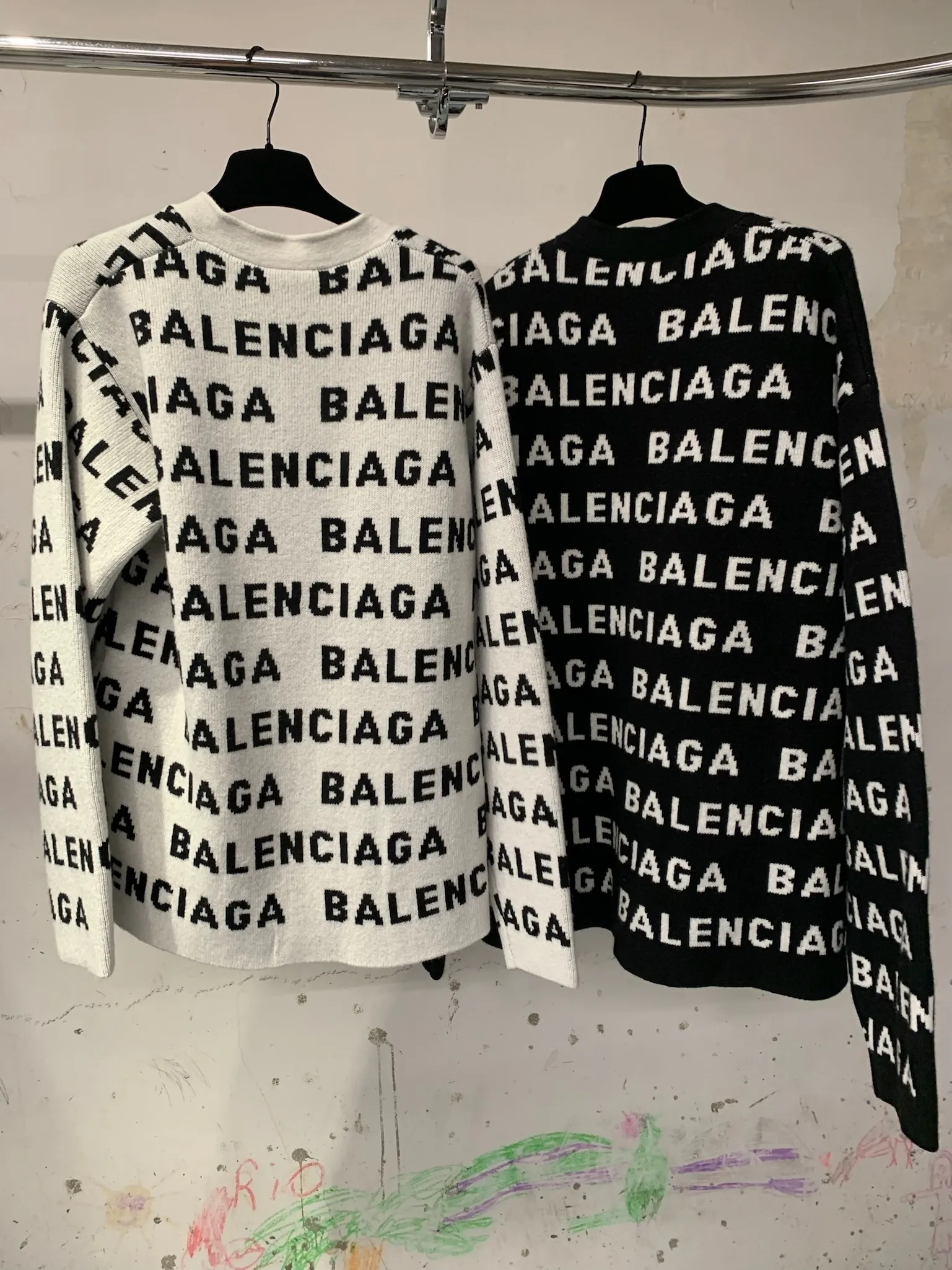 BALENCIAGA  |Casual Style Unisex Wool Street Style V-Neck Long Sleeves