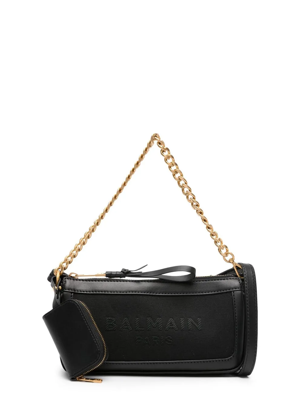 Balmain B-Army Chain Pouch-Canvas & Leather in OPA Noir