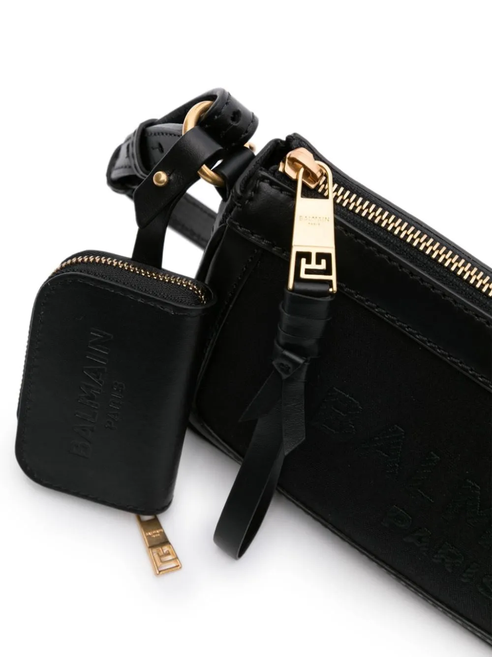 Balmain B-Army Chain Pouch-Canvas & Leather in OPA Noir