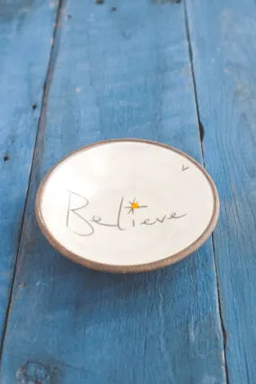 Believe Hand Painted Ceramic Mini Bowl