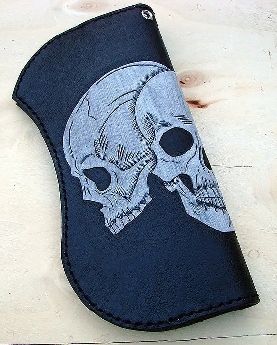 Biker bifold wallet  with 3 skulls