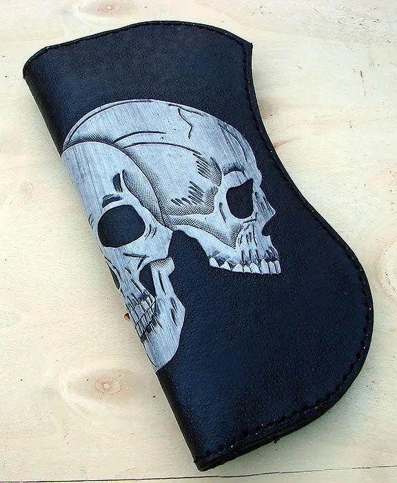 Biker bifold wallet  with 3 skulls