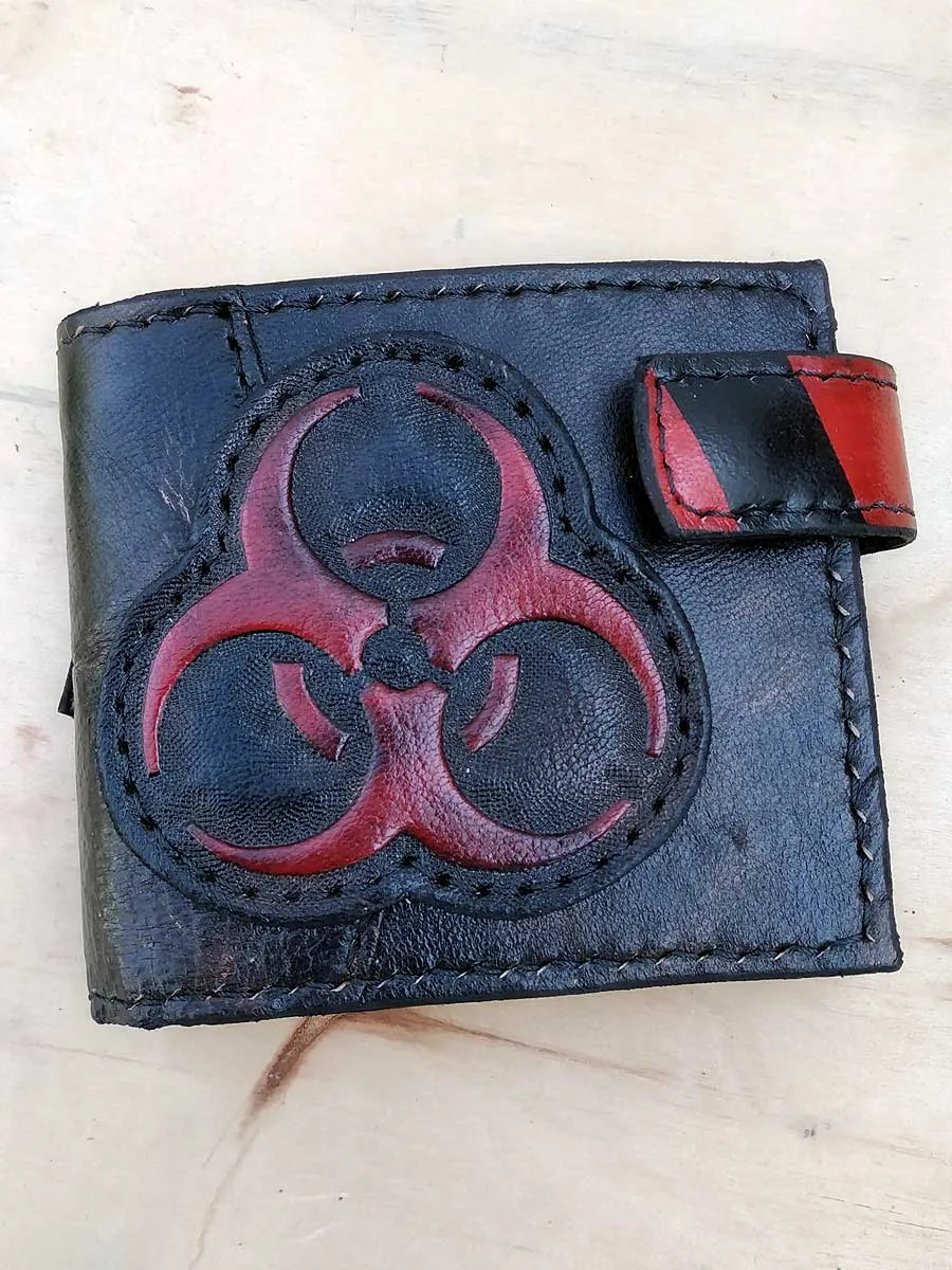 biohazard man's wallet post-apocalyptic handmade