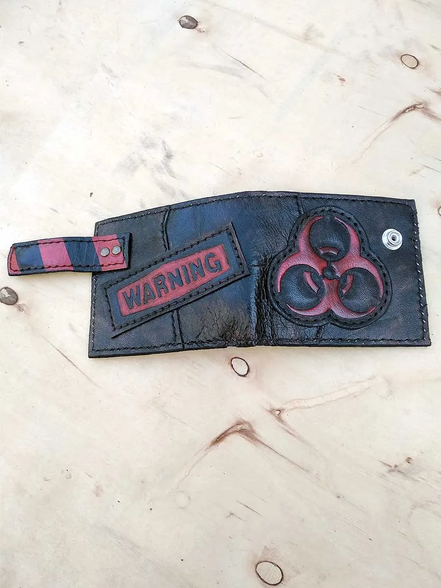 biohazard man's wallet post-apocalyptic handmade