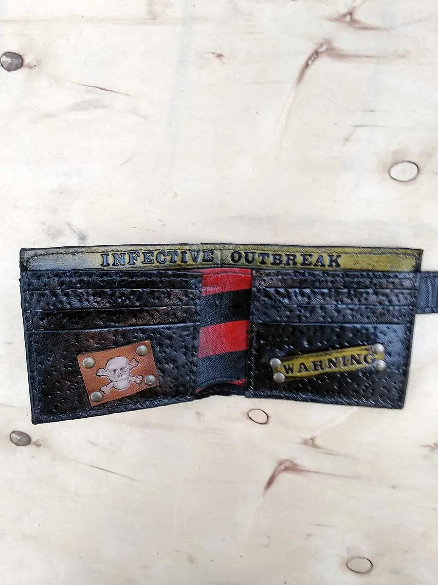 biohazard man's wallet post-apocalyptic handmade