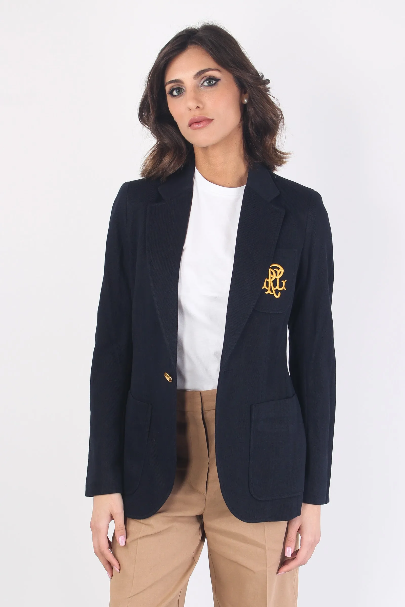 Blazer Jacquard Bottone Navy