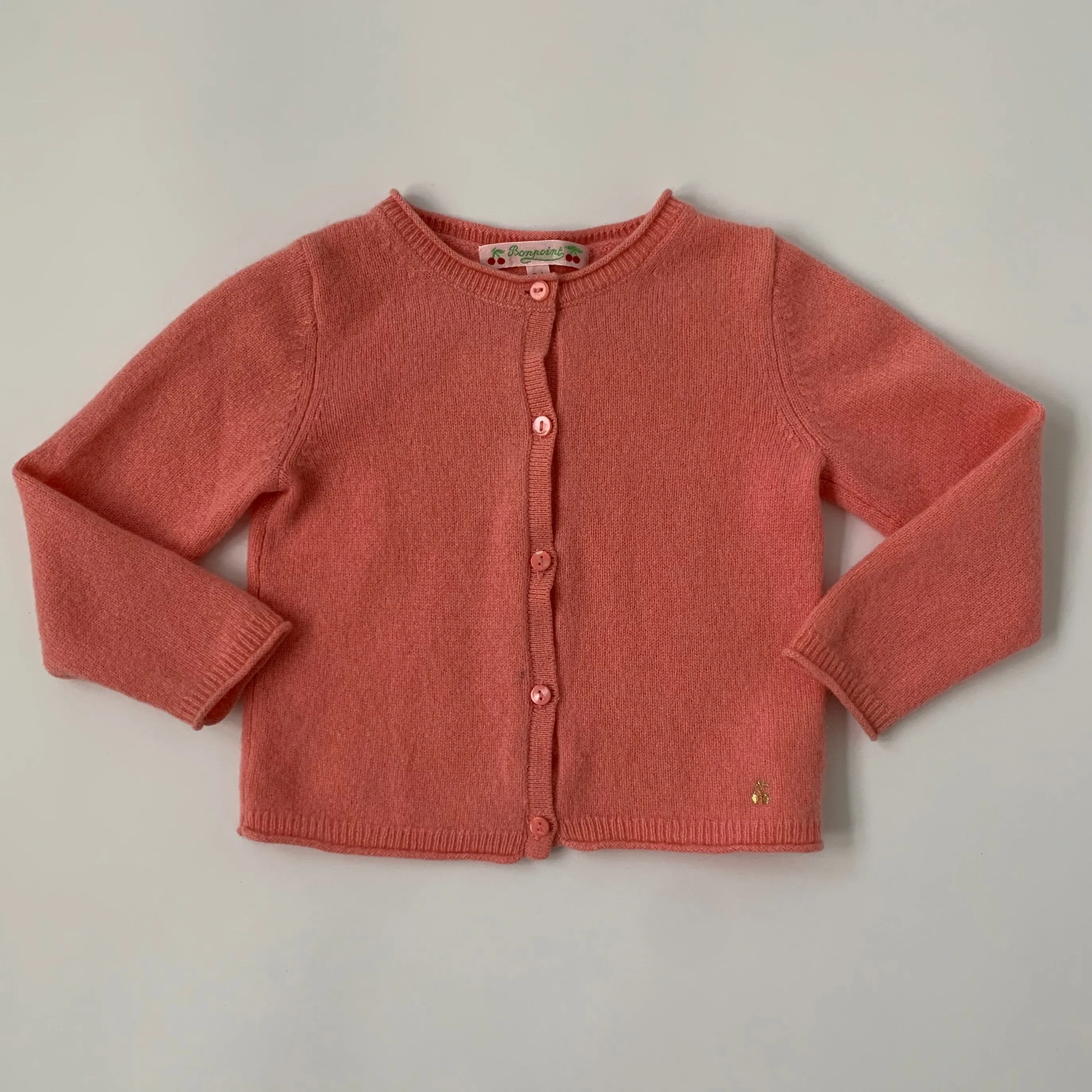 Bonpoint Candy Pink Cashmere Cardigan: 12 Months