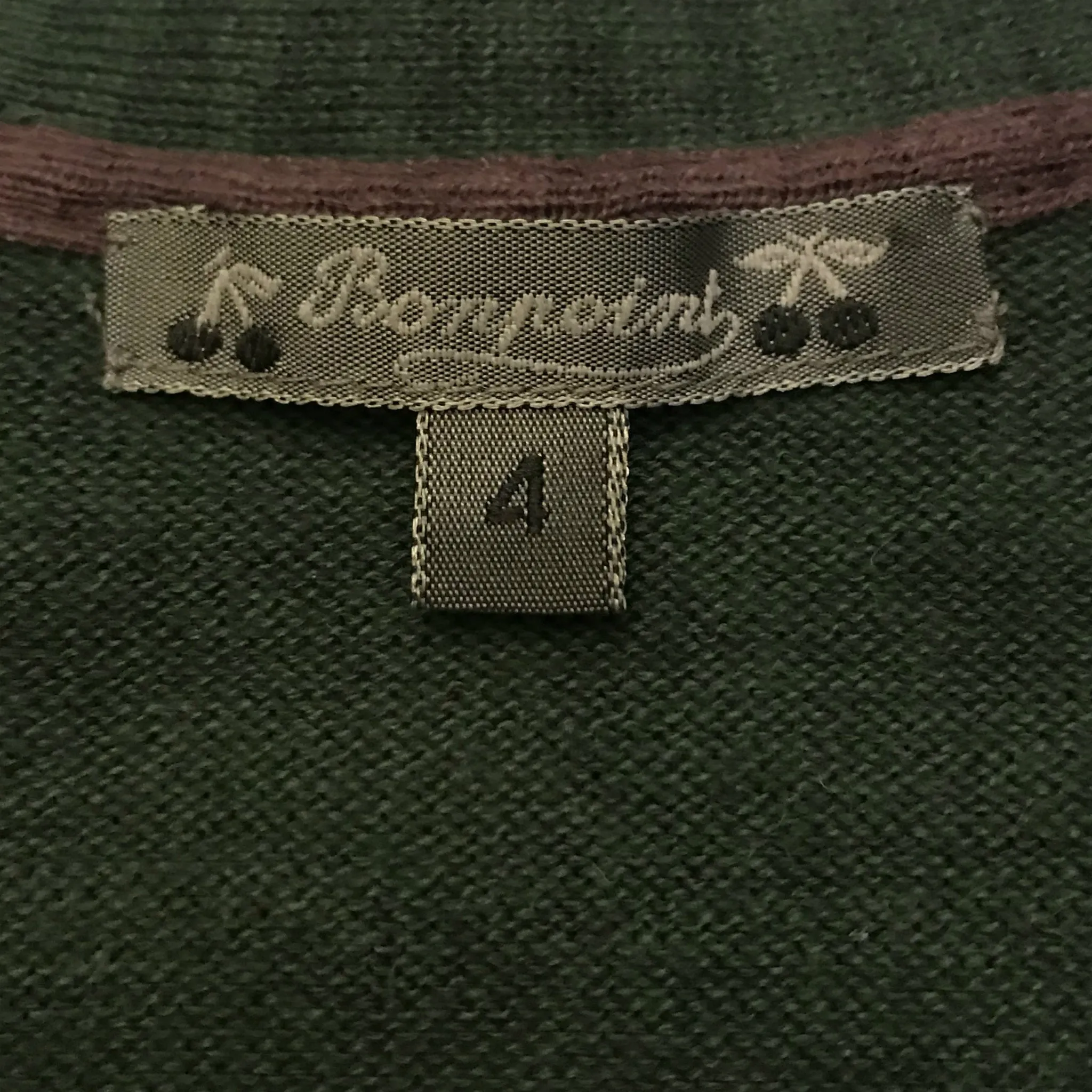 Bonpoint Dark Green Cotton/ Linen Mix Cardigan