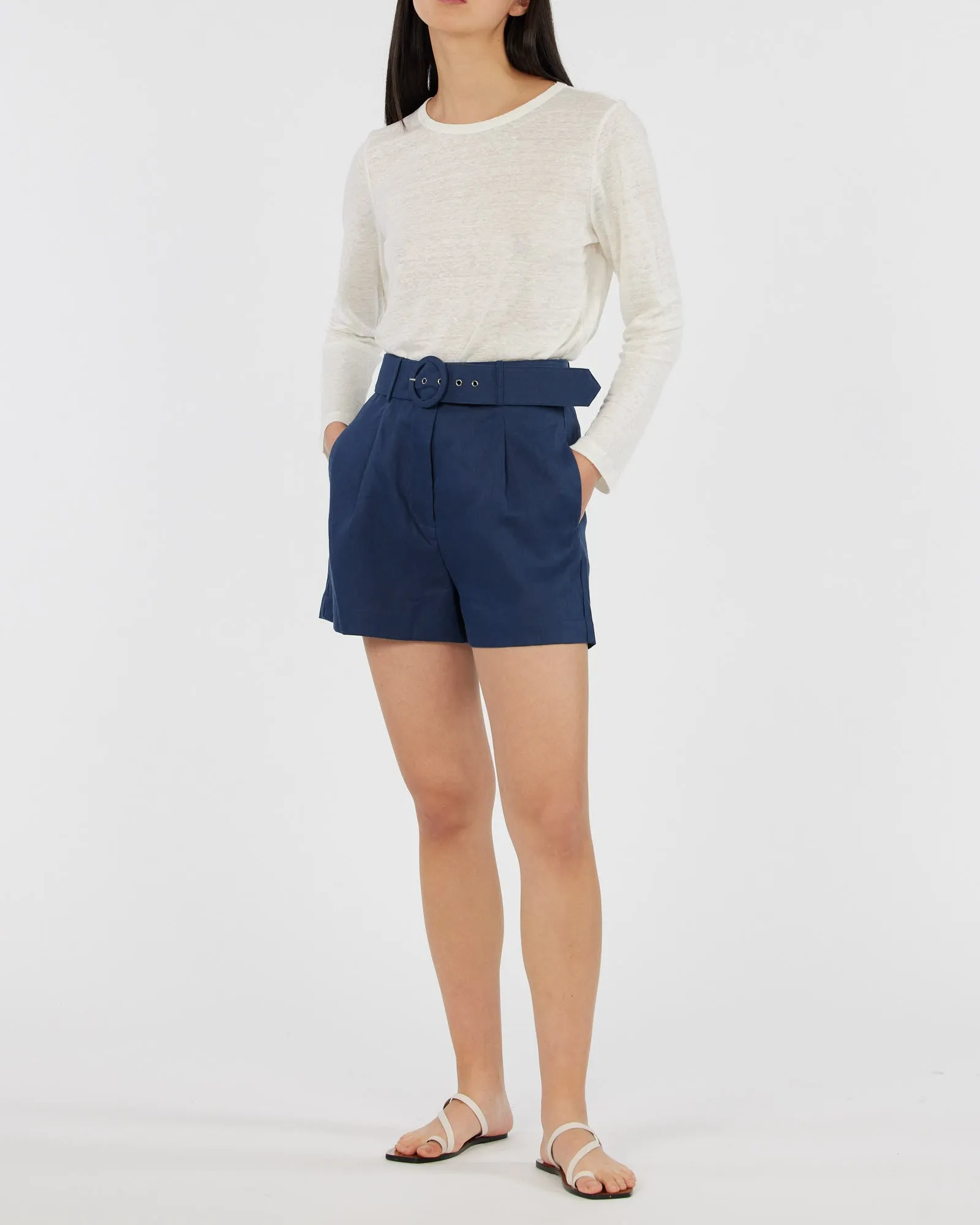 Brydie Linen Short - Navy