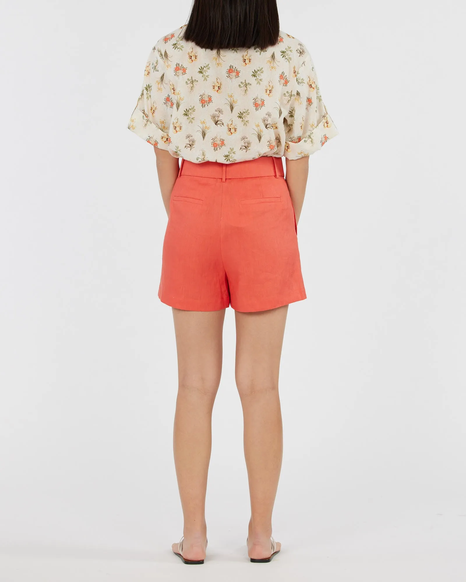 Brydie Linen Short - Poppy