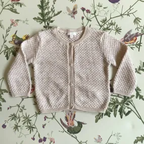 Chloé Pale Pink And Metallic Cotton Mix Cardigan: 12 Months