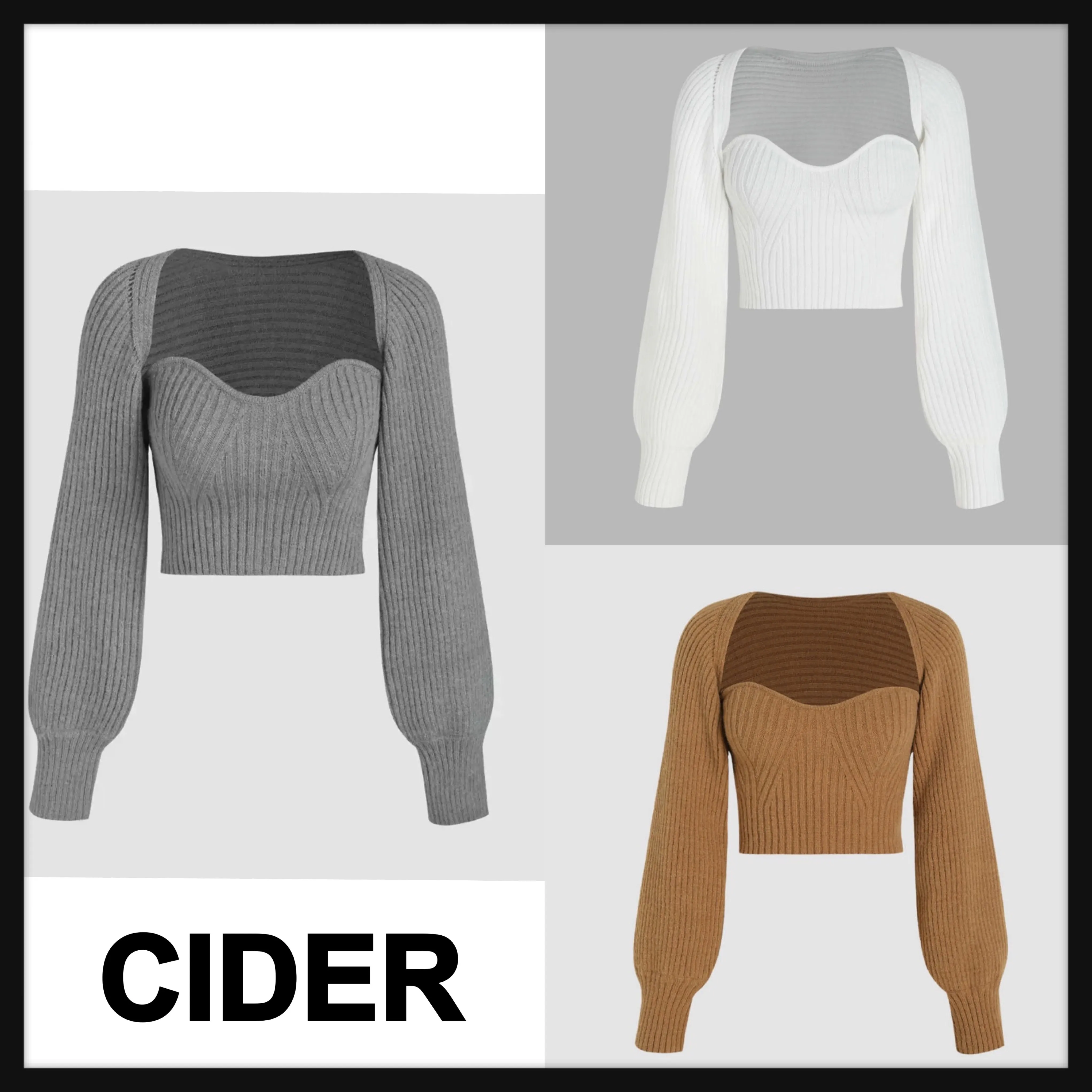 Cider  |Casual Style Street Style Long Sleeves Plain Puff Sleeves