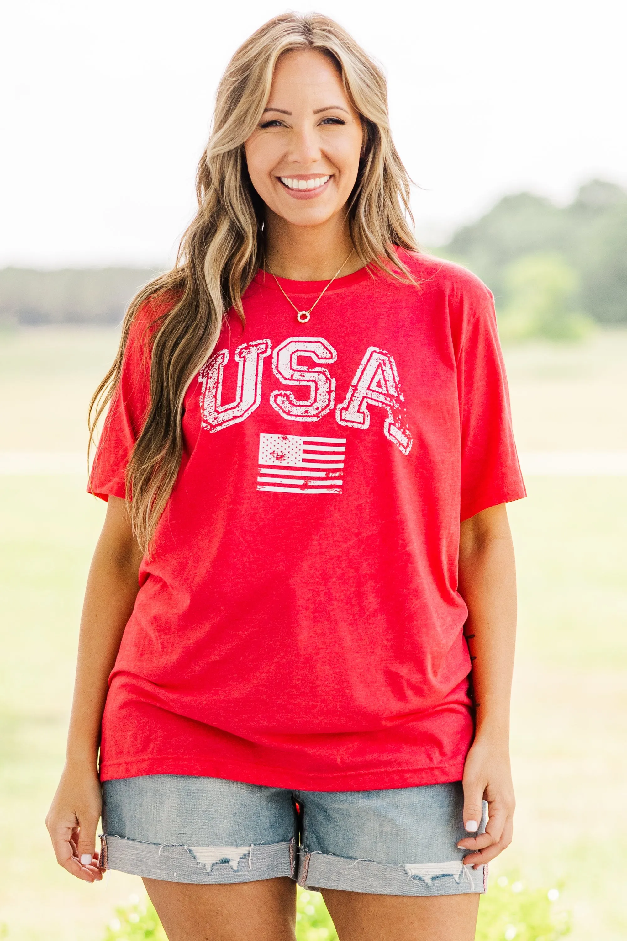 Classic American Tee, Heather Red