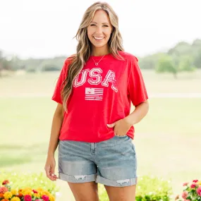 Classic American Tee, Heather Red