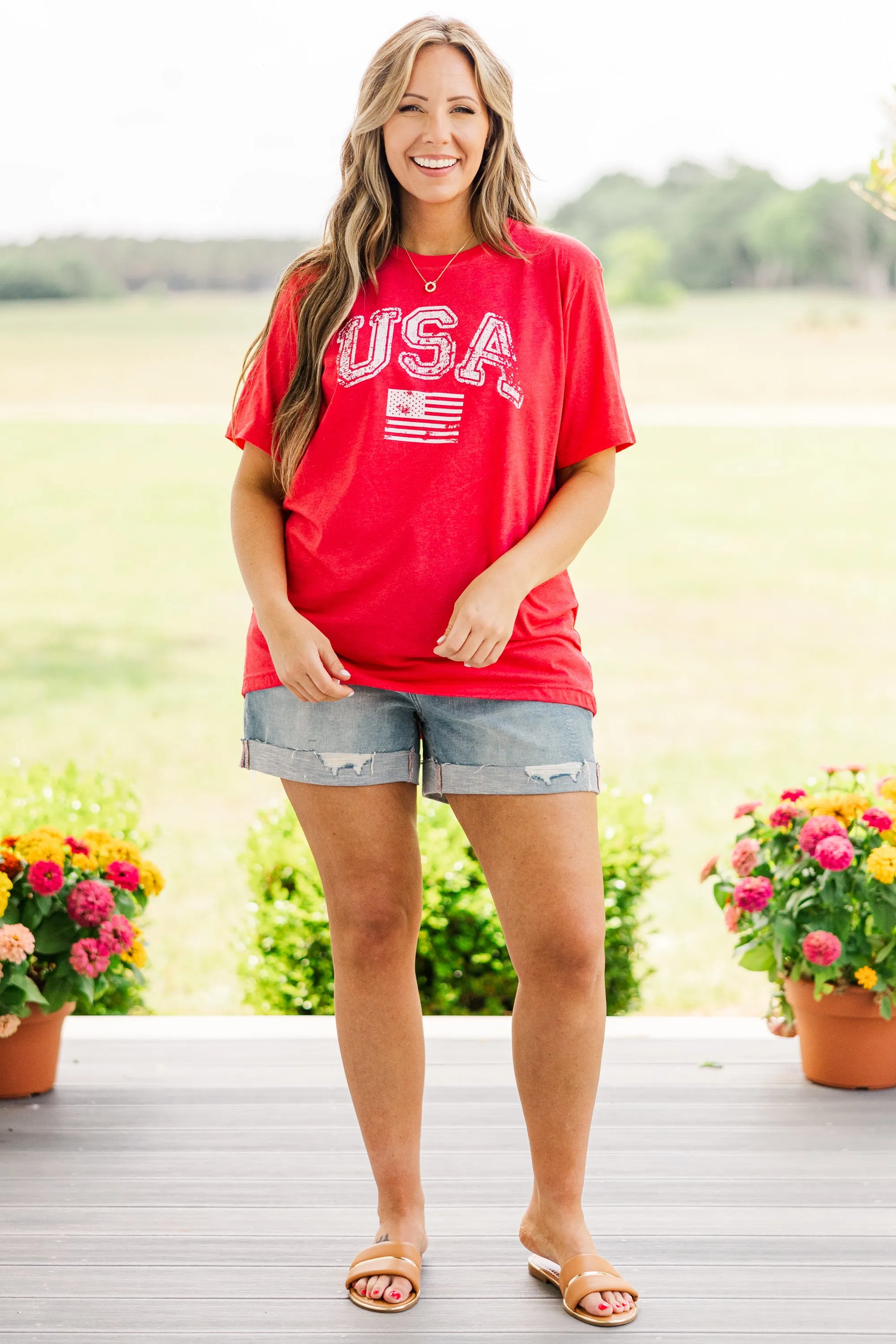 Classic American Tee, Heather Red